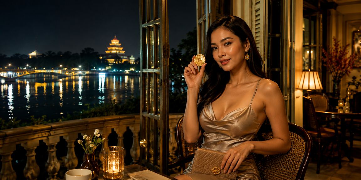 Người dùng tại Huế ngồi cà phê kiểm tra voucher casino trên điện thoại trước khi đặt cược