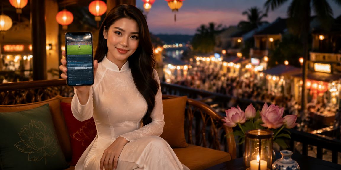 Người chơi thể thao cá cược trực tuyến tại Phú Quốc với trang phục áo dài