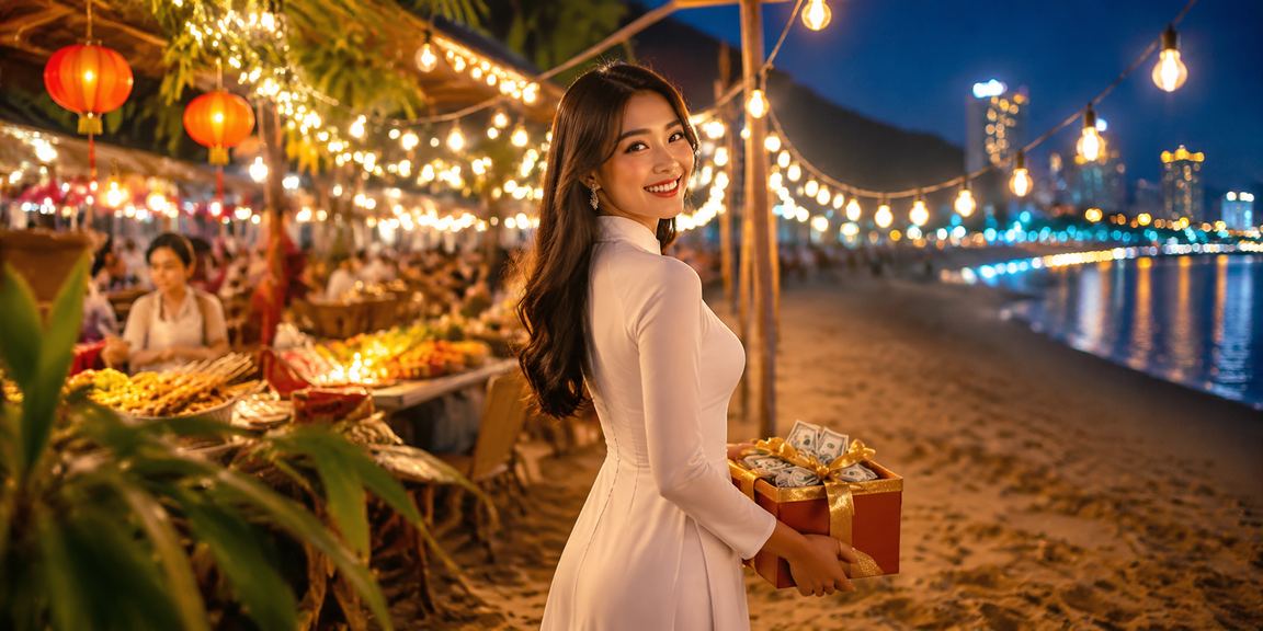 Người dùng Vũng Tàu dùng ứng dụng kqxs trên điện thoại khi đi dạo biển